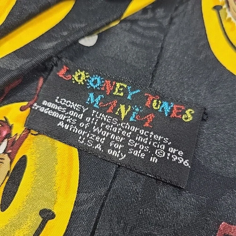 Vintage 1996 Looney Tunes Mania Tasmanian Devil Smiley Face Tie‎
